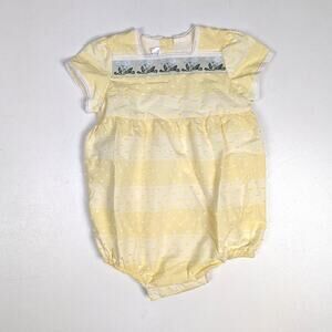 Dondolo Bubble Romper Yellow Buttercup Swiss Dot Girls Sz 2 Lace Preppy Boutique